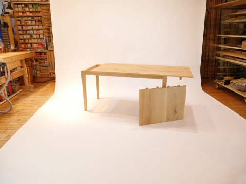 Tisch mit Ansteckplatte Massivholztisch